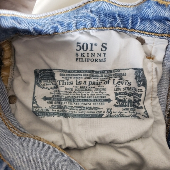 Levis 501 Womens Button Fly Light Wash Raw Hem Skinny Jeans-Size 31 - Picture 10 of 12